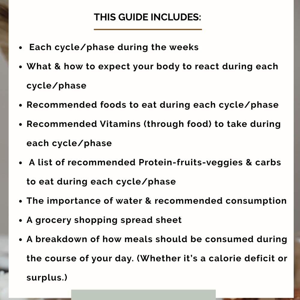 A guide exploring “Beneficial foods to eat during and after your 🩸 cycle